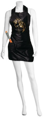 Comair 3040187 Färbeschürze GOLD FACES mit aufgesetzter Tasche gewebt, schwarz