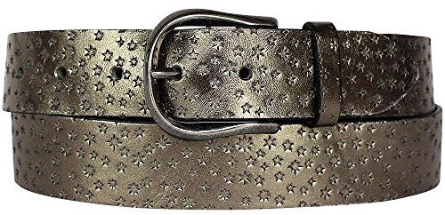 Vanzetti Strong Desert Vintage Damengürtel mit Sternen, Silbergrau, 90 cm