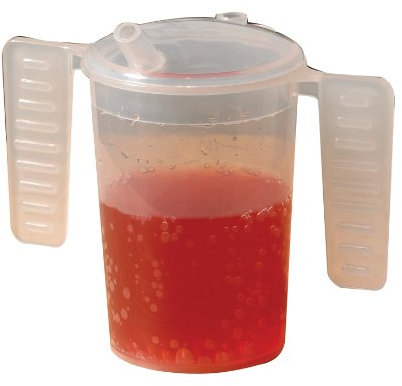 Homecraft Wing Handled Mugs, Pair of Beaker Cups & Lids (Eligible for VAT relief in the UK), Easy to Hold, Ridges Prevent Slipping, Gradations Measure Liquid Intake, Limited Grip, Elderly, Disabled