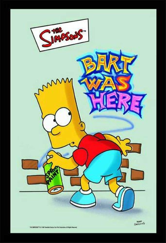 empireposter Die Simpsons Bart was Here - Bedruckter Spiegel mit Kunststoff Rahmen in Holzoptik, Kult-Spiegel - Grösse 20x30 cm