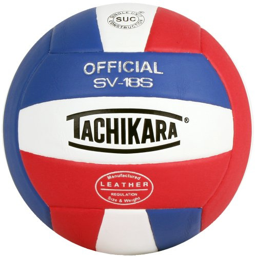 Tachikara SV18S Composite Leather Volleyball (Red White and Blue) , SCARLET/WHITE/ROYAL