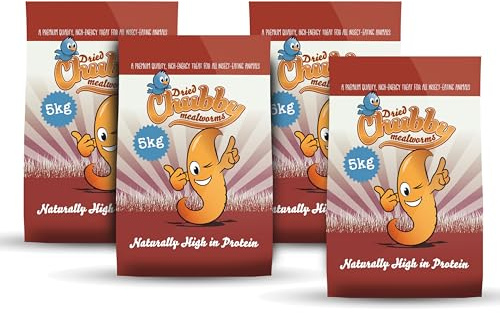 Chubby Mealworm (20 Kg), Dried Mealworms For Wild Birds, Protein Rich Dried Meal Worm High Energy for Birds, Reptiles, Gecko