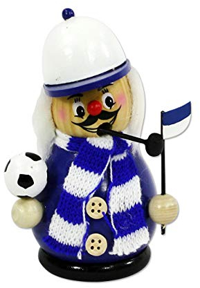 Dekohelden24 Räuchermann als Fussballer, ca. 12 cm, Keramik, Blau / Weiß