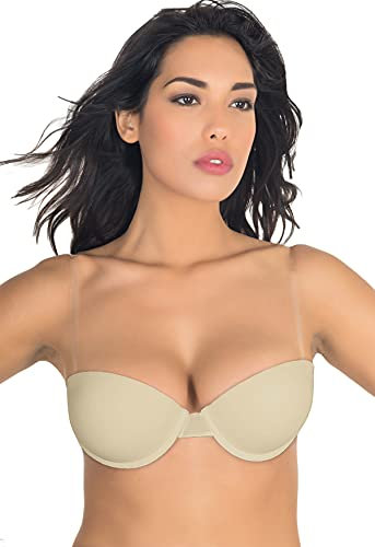 ARIS Reggiseno con Retro Trasparente + Dorso in Tessuto Band per sostituire. Istituzione Trasparente. Come Traegerlose Variante Giunto Bar. Marca Beige (Hautfarbe)