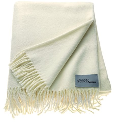 Schöner Wohnen Kollektion Tagesdecke 140x200 Baumwolle Mischung • unifarbene Kuscheldecke Basics • Sofadecke Creme