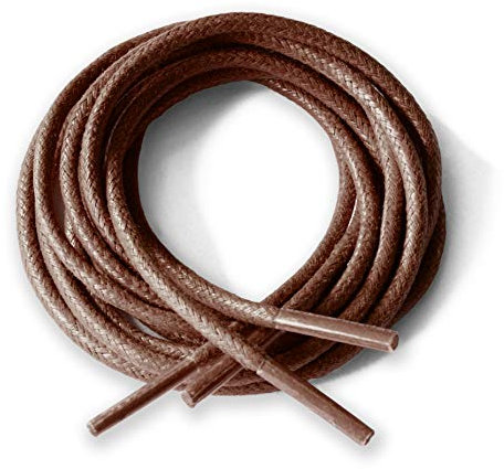 Cordones redondos y finos, de algodón encerado (2,5 mm de ancho, 75 cm, 100 cm y 125 cm de largo), para zapatos, color Marrón, talla 125cm