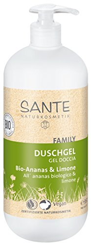 SANTE Naturkosmetik Duschgel Bio-Ananas & Limone, 950ml Familiengröße mit Pumpspender, Fruchtig-frischer Duft, Vegan, Ohne Mikroplastik, Für Frauen & Männer