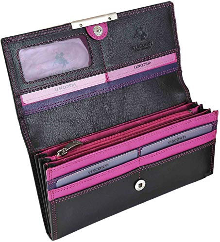 Visconti Ladies Large Cuero Organizador Solapa Cartera, Color Multicolor, Talla L