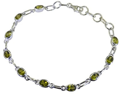RIYO grün 925 Sterling Silber Peridot Armband symmetrisch handgefertigten Stein Schmuck sbraper-58017