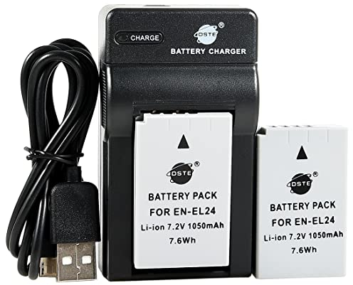 DSTE EN-EL24 Li-ION Batterie (2-Pack) et Chargeur USB Costume Compatible pour Nikon 1 J5
