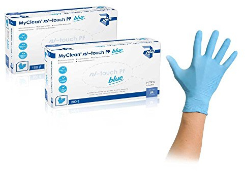 100x MyClean® Nitrilhandschuhe ni-touch blue puderfrei, Untersuchungshandschuhe, blau, M