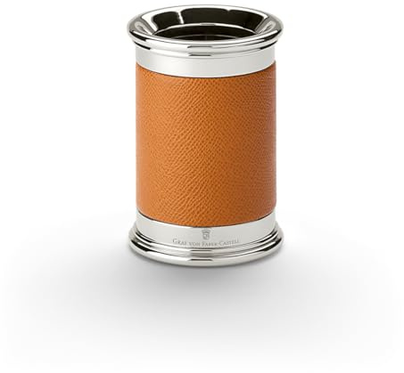Graf von Faber-Castell - Stiftehalter Epsom Cognac | Edler Stiftehalter aus italienischem Kalbsleder mit platinierten Metallteilen, handgefertigt in Deutschland