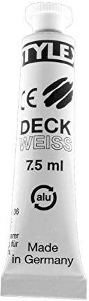 Stylex 28512 - Deckweiß, 1 Tube mit 7,5 ml, als Ergänzung zum Deckfarbkasten, zum Mischen und Aufhellen der Farben