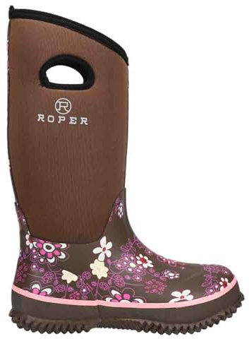 ROPER Womens Barnyard 12 Inch Floral Round Toe Rain Casual Boots Mid Calf - Brown - Size 9 B