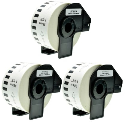 Logic-Seek 3X Endlos-Etikett kompatibel für Brother DK22225 38mm x 30,48m P-Touch QL-1050 1060N 500 550 560 570 580 700 500 A BS BW 560 VP YX 580N 650TD 710W 720NW