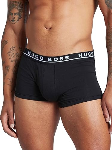 BOSS Herren Trunk 3P CO/EL Dreier-Pack Boxershorts aus Stretch-Baumwolle mit Logo am Bund,M,Schwarz