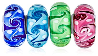 Perle De Verre De Murano Multi Color Mix Set Of Spacer Bead Fit European Perle De Charme Tourbillon Vague Océan Pour Femmes Adolescentes .925 Argent Sterling Pour Bracelet Européen