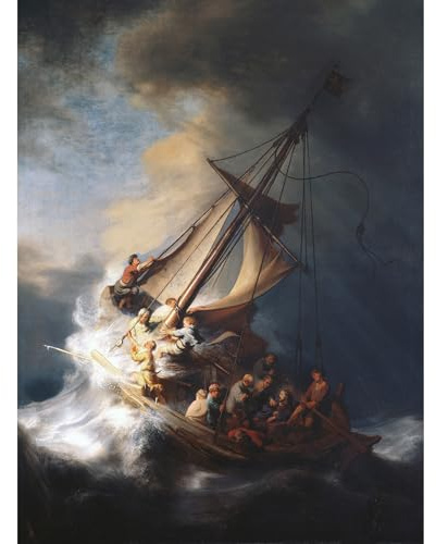 Wee Blue Coo Rembrandt Christ Storm Lake Galilee Painting Picture Wall Art Print
