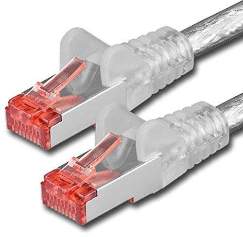1aTTack.de - 1x 15m CAT6 Patchkabel S/FTP PIMF Schirmung CAT.6 RJ45 Netzwerkkabel Ethernetkabel DSL LAN Router Switch Modem Patchfeld - transparent - 1 Stück