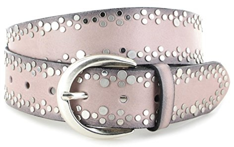 Vanzetti V3923 Rosé Ledergürtel mit Nieten für Damen, Länge:80