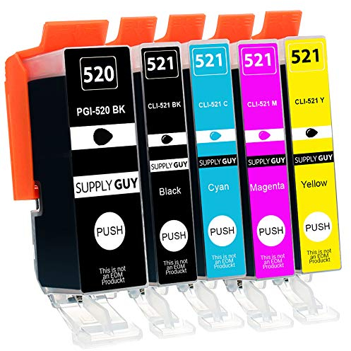 Supply Guy 5 Druckerpatronen mit Chip kompatibel mit Canon PGI-520 CLI-521 für Canon Pixma IP3600 IP4600 IP4700 MP540 MP550 MP560 MP620 MP630 MP640 MX860 MX870