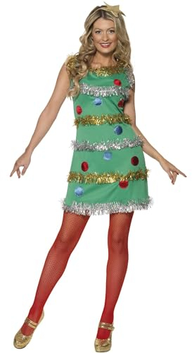 SMIFFYS Costume Albero di Natale, Verde, con abito e copricapo