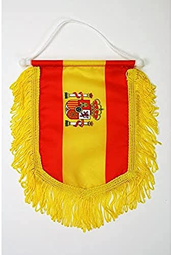 AZ FLAG - Fanion Espagne Pour Décoration Voiture Avec Cordelettes - Mini Drapeau Espagnol - 13x10 cm