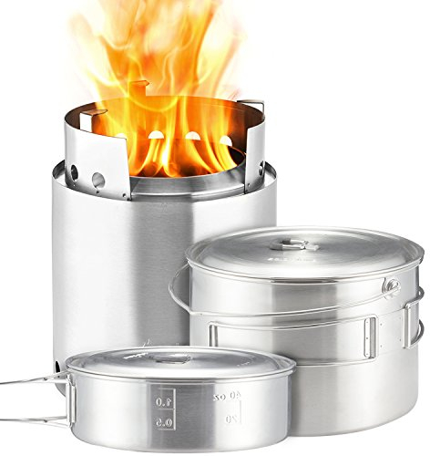Solo Stove Campfire & 2 Pot Set Kombi: Leichter Holzofen mit Rocket-Kochsystem. Outdoor-Küchenset für Backpacking, Camping, Überlebenstraining, Vorbereitung auf Notfälle. Verbrennt Zweige - KEINE Batterien oder Kanister mit Flüssigbrennstoff notwendig.