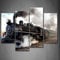 First Wall Art - Zug Leinwand Bilder Dampfzug mit Grauem Rauch Fährt auf Gleisen Wandbild Poster 4 Panel Modern Auto Dekorationen Für das Wohnzimmer,Büro,Küche,Badezimmer,Schlafzimmer