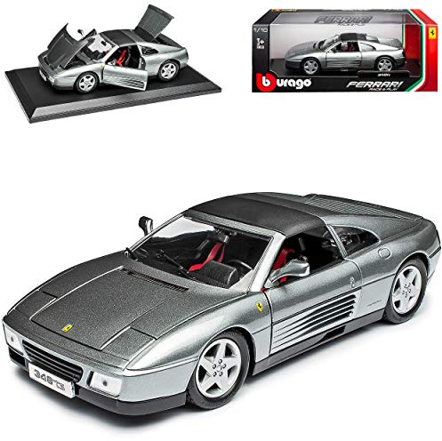 Bburago Ferrari 348 TS Targa Coupe Silber Grau 1989-1995 1/18 Modell Auto mit individiuellem Wunschkennzeichen
