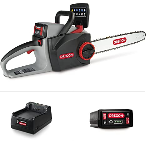 Oregon Cordless 16-inch Self-Sharpening Chainsaw with 4.0 Ah Battery and Charger
