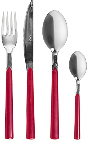 Set posate fast in acciaio inox, 24 pezzi Rosso