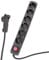 REV Steckdosenleiste SMART - Mehrfachsteckdose 6-Fach mit Flachstecker & beleuchtetem Schalter zum Stromsparen, 2m, 3680W, schwarz