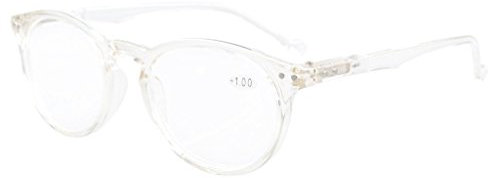 Eyekepper Oval Spring Hinges Ladies Reading Glasses +0.50 Transparent Frame Round Reader Eyeglasses for Women Reading