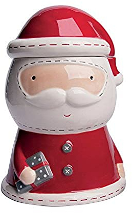 Excelsa Xmas Country Style Biscottiera, Ceramica, Bianco/Rosso