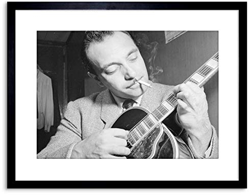 Wee Blue Coo Music Vintage Photo Legend Guitar Player Django Reinhardt Framed Wall Art Print