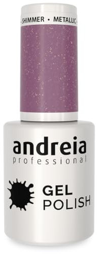 Andreia Semi-Permanent Nail Gel Polish for UV/LED Lamp - Intense Shine and 4 weeks Lasting Manicure Nail Gel Varnish - Colour 258 Metallic Purple - Soft Shades of Grey - 10.5 ml