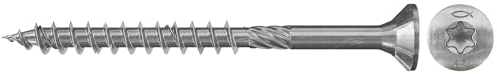 fischer Power-Fast FPF-ST 4,5 x 60 A2P - Spanplattenschrauben mit Teilgewinde und Senkkopf, zur Befestigung von tragenden Bauteilen in Holz, nicht rostender Stahl - 100 Stück - Art.-Nr. 657065