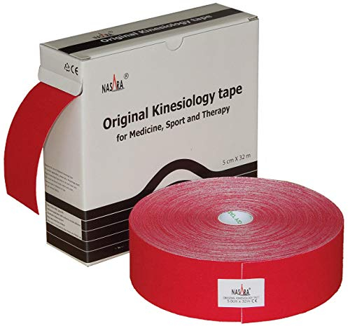 Nasara Original Kinesiologie Physio XXL Tape für Sport und Medizin, Rollengröße 5cm x 32m, Rot
