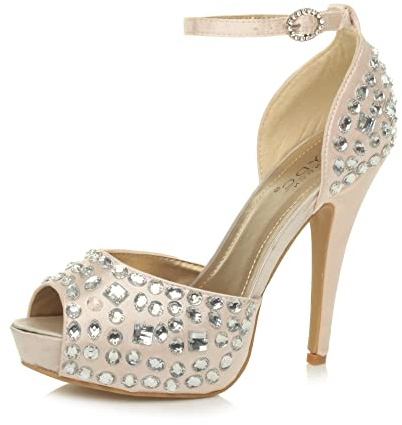 AJVANI high heel platform peeptoe gem ankle strap sandals shoes size 5 38