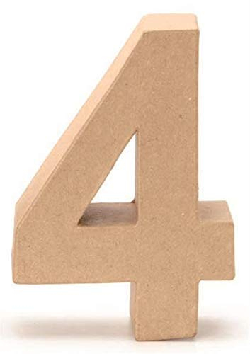 Papp Zahl 4 17,5x5,5cm Geburstag Jubiläum Zahlen Ziffern PappArt Deko Nummer