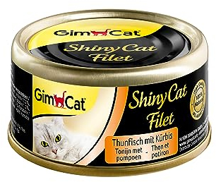 GimCat ShinyCat Filetto di tonno con zucca - Mangime per gatti con filetto succulento senza aggiunta di zuccheri per gatti adulti - 24 scatolette (24 x 70 g)