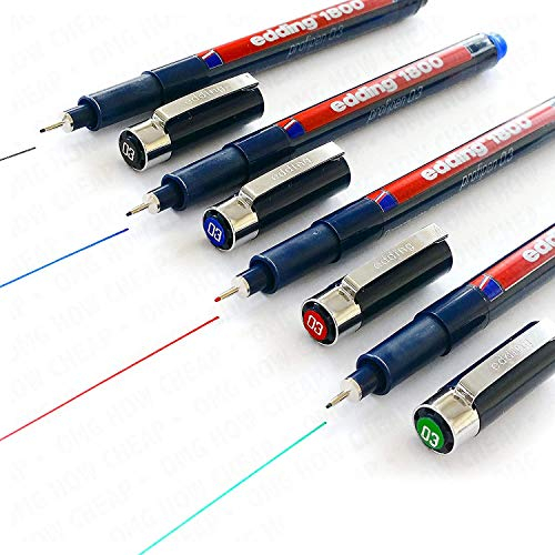 Edding 1800 Profipen Fineliner/Zeichenstift, 0,7 mm, 4er-Set in Schwarz, Blau, Rot, Grün