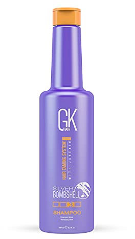 GK HAIR Global Keratin Silver Bombshell Purple Shampoo (280ml/9.5 Fl Oz) For Blonde Platinum Ash Silver & Gray Hair Moisturizes Dry & Damaged Removes Yellow Brassy Tones