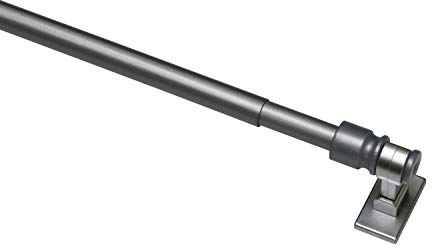 GARDINIA Caféhausstange California, Scheibenstange, Befestigung am Fenster, Zum Schrauben, Träger kürzbar, Ausziehbar: 50-85 cm, Ø 12 mm, Metall, Silber-matt