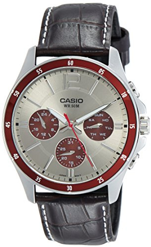Casio #MTP1374L-7A1V Men's Standard Leather Band Multifunction Grey Dial Watch