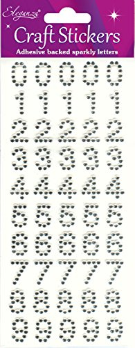 Oaktree Crafts Elegance - 50 stickers with Numbers, Silver Color