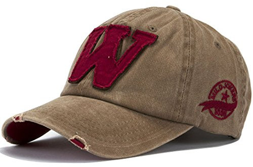 Kuyou Vintage Baseball Kappe Unisex Sport Distressed Trucker Cap (Khaki)