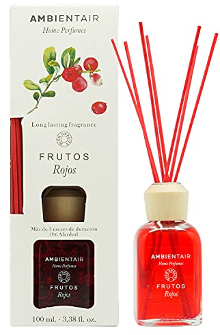 Ambientair MK100RRAA Ambientador Mikado Frutos Rojos, Bayas Silvestres, Difusor de varillas perfumadas, con palitos de ratán, 100 ml