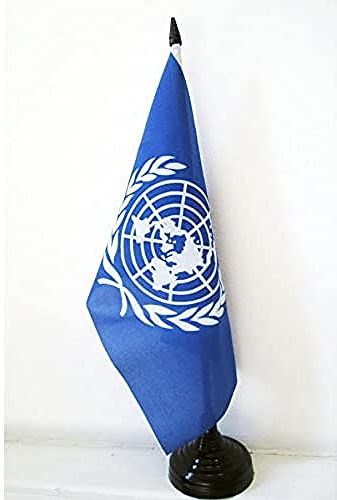 AZ FLAG - Tischflagge Vereinte Nationen Uno - 21x14 cm - United Nations Tischfahne 14 x 21 Cm - Flaggen